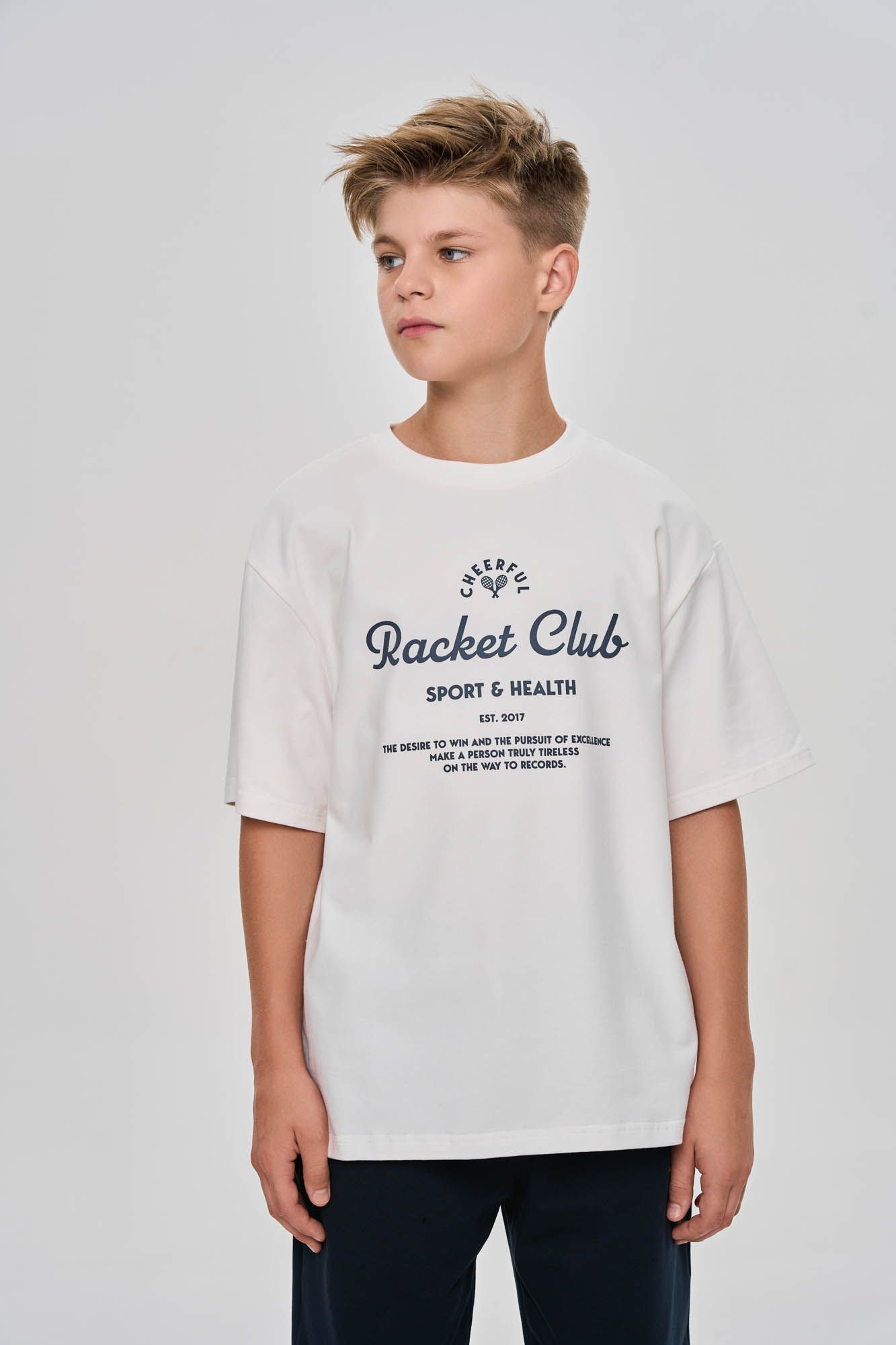 Футболка Racket Club свободного кроя  (134 молочный)